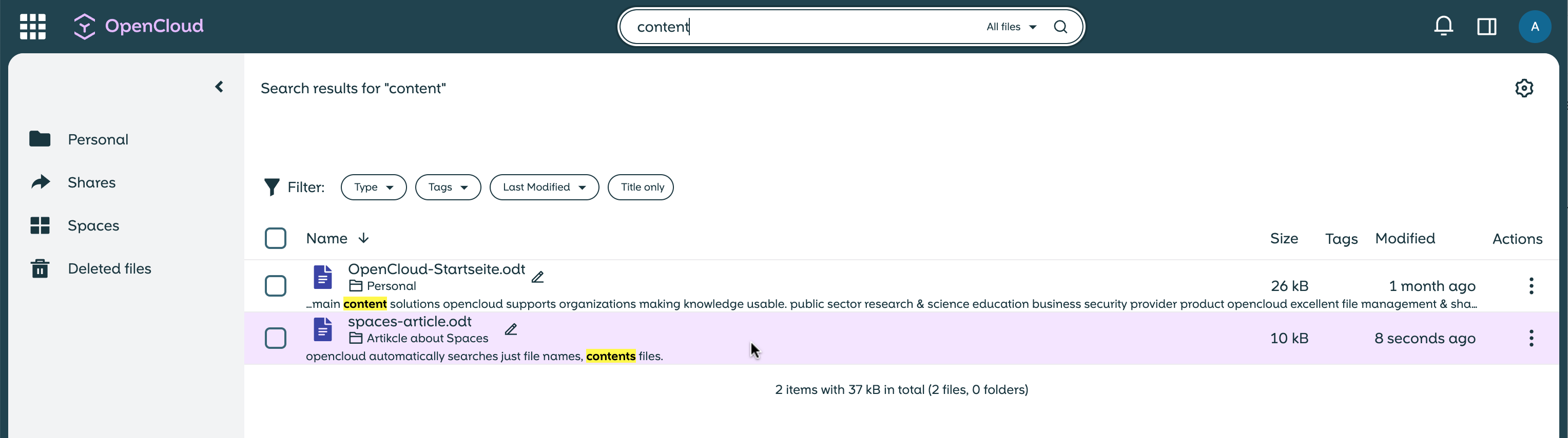 OpenCloud Result